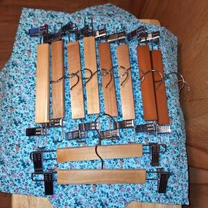 Wooden & Metal Pant Hangers, 11 inches long, Sold As A Bundle (10)